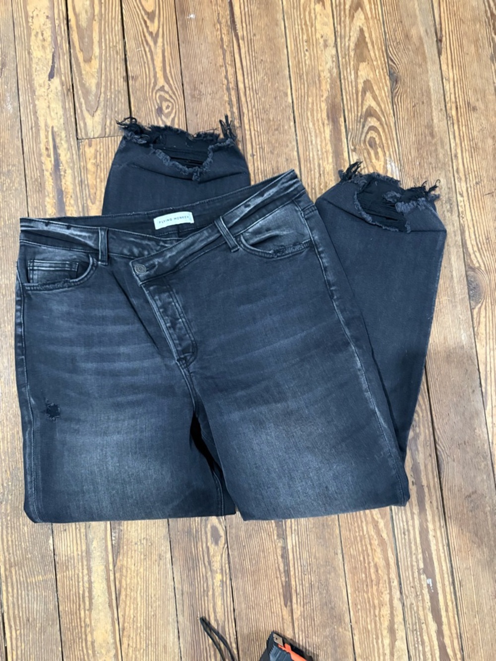 Flying Monkey Black Cropped Distressed Ankle Jeans